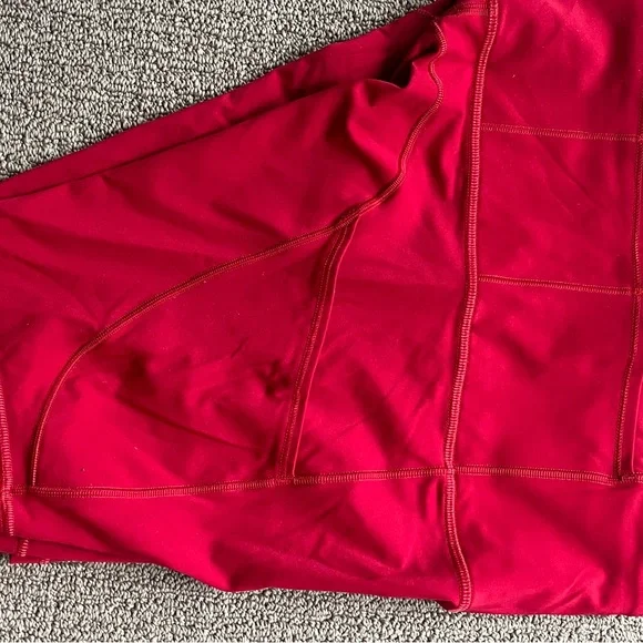 Lululemon Red Bike Shorts High Waist Moisture-Wicking - Picture 6 of 6
